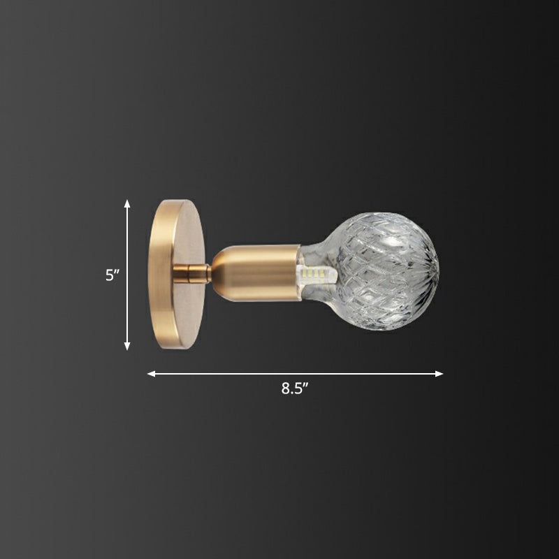 BowLift | Industrial Style Bulb-Shaped Wall Lamp Single Pane Glass Wall Lamp Fixture in Brass