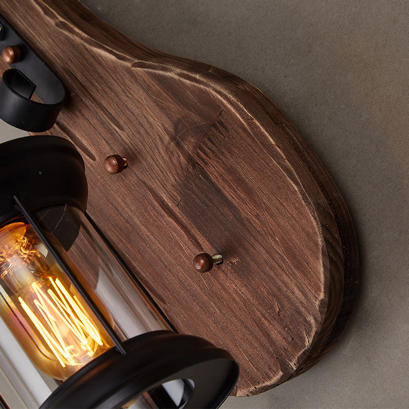 BowLift | Nautical Novelty Guitar Wall Light Fixture 1-Light Wooden Sconce with Lantern Lampshade