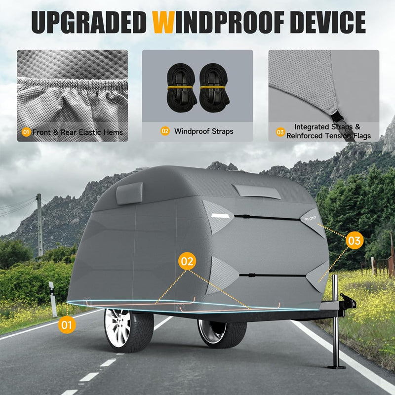 BowLift | Teardrop Trailer Cover Fit for 8'-10' Trailers Tear-Resistant Travel Trailer Cover 7 Layers Trailer Cover