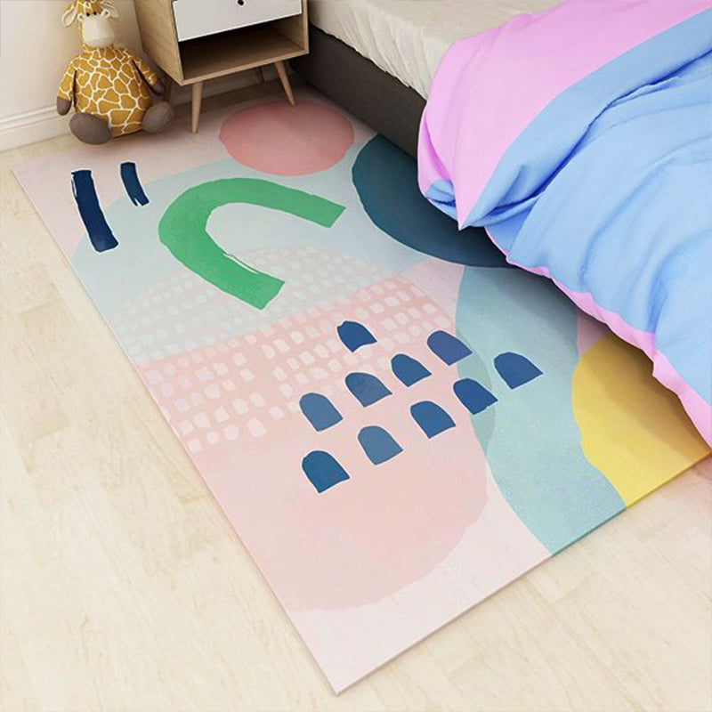 BowLift | Nordic bedroom carpet multicolored color block indoor carpet cotton blend easy maintenance washable rug