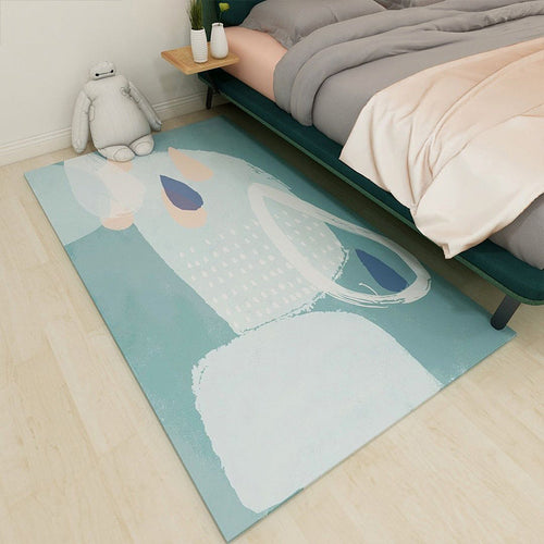 BowLift | Nordic bedroom carpet multicolored color block indoor carpet cotton blend easy maintenance washable rug