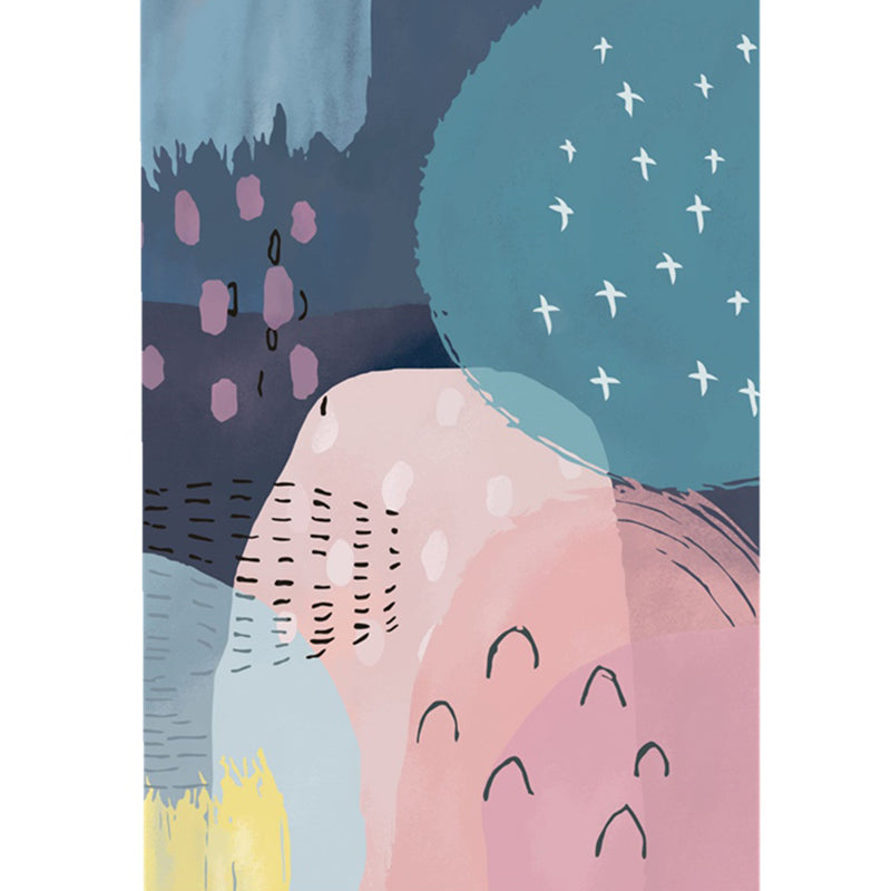 BowLift | Nordic bedroom carpet multicolored color block indoor carpet cotton blend easy maintenance washable rug