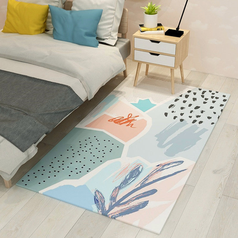 BowLift | Nordic bedroom carpet multicolored color block indoor carpet cotton blend easy maintenance washable rug