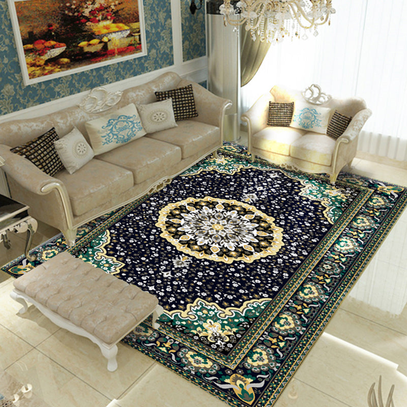 BowLift | Nostalgia Floral Printed Rug Multicolor Synthetic Indoor Rug Non-Slip Backing Washable Rug for the Living Room
