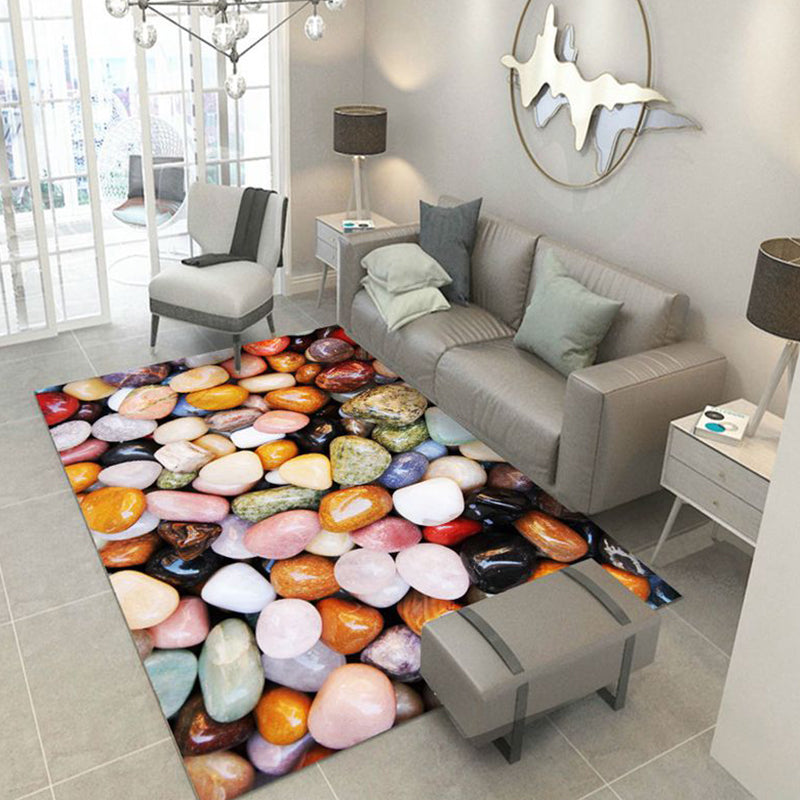 BowLift | Multicolored floral print rug made of cotton blend Scandinavian rug Pet friendly Machine washable rug for parlor