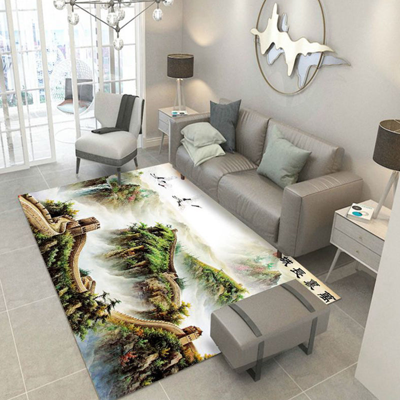 BowLift | Multicolored floral print rug made of cotton blend Scandinavian rug Pet friendly Machine washable rug for parlor