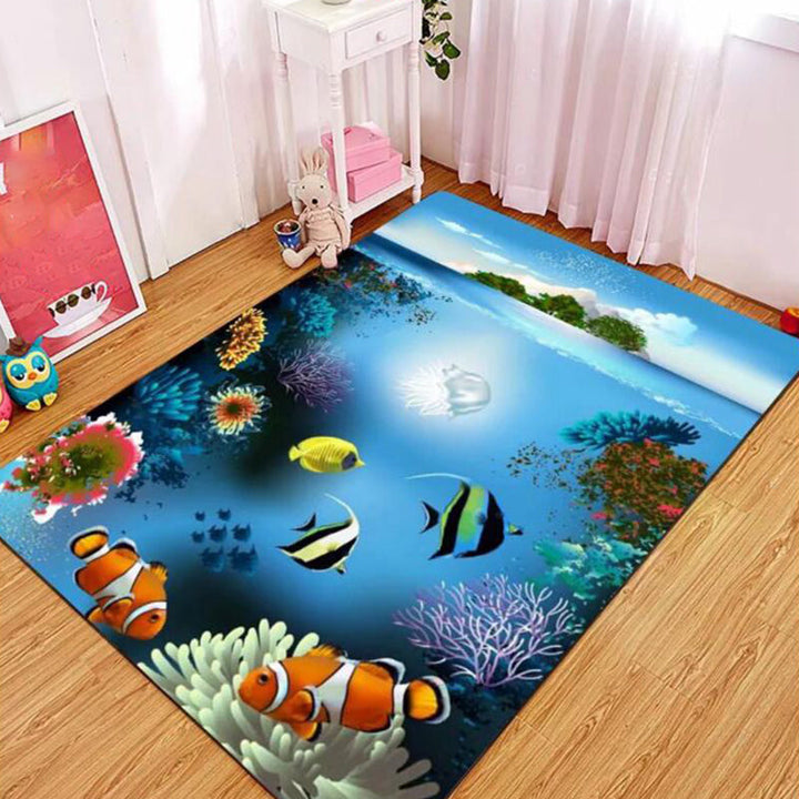 BowLift | Multicolored floral print rug made of cotton blend Scandinavian rug Pet friendly Machine washable rug for parlor