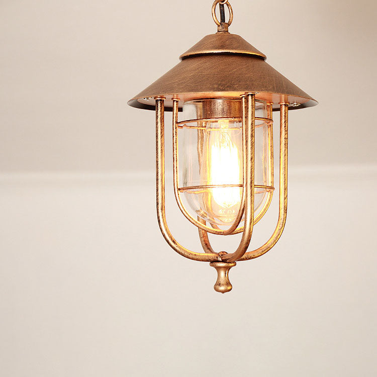 Industrial Vintage Aluminum Cage Glass 1-Light Outdoor Waterproof Pendant Light | Bowlift