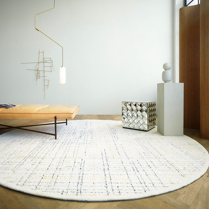 Nordic Decoration Rug Beige Check Printed Indoor Rug Polyester Non-Slip Backing Easy Care Rug | Bowlift