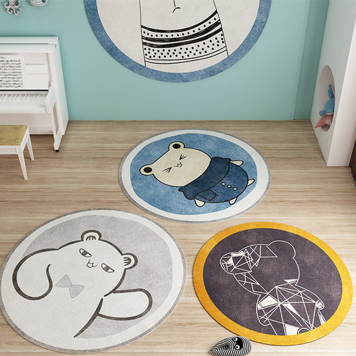 BowLift | Nordic Cartoon Printed Rug Multicolored Synthetic Area Rug Non-Slip Back Pet-Friendly Indoor Rug for Children