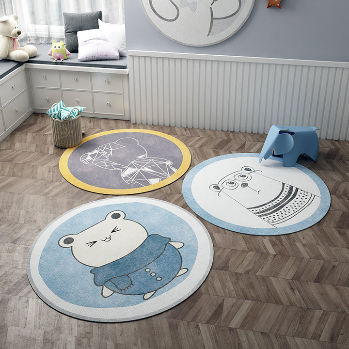 BowLift | Nordic Cartoon Printed Rug Multicolored Synthetic Area Rug Non-Slip Back Pet-Friendly Indoor Rug for Children