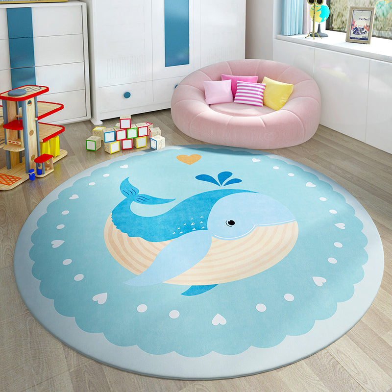 BowLift | Trendy Children's Room Rug Multicolored Cartoon Animal Print Indoor Rug Synthetic Easy Care Pet Friendly Washable Rug