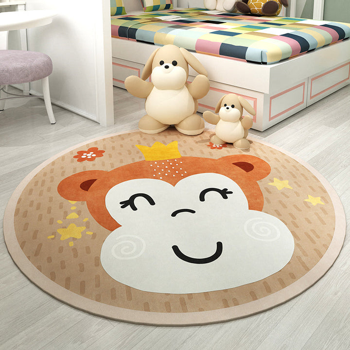 BowLift | Trendy Children's Room Rug Multicolored Cartoon Animal Print Indoor Rug Synthetic Easy Care Pet Friendly Washable Rug