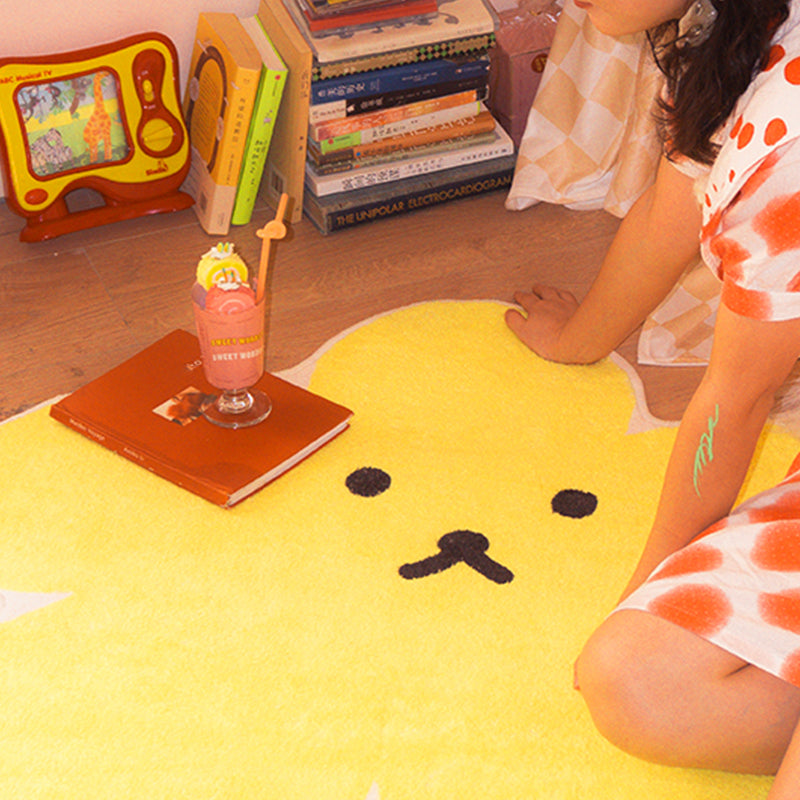 BowLift | Relaxing Bedroom Rug Yellow Cartoon Printed Indoor Rug Polyester Non-Slip Back Stain-Resistant Area Rug