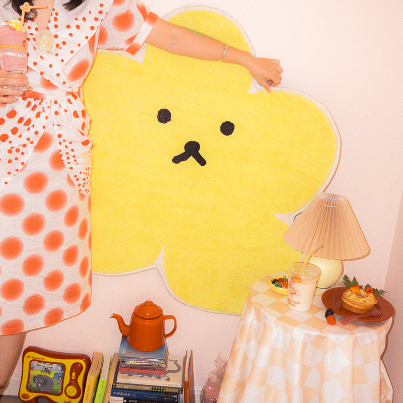 BowLift | Relaxing Bedroom Rug Yellow Cartoon Printed Indoor Rug Polyester Non-Slip Back Stain-Resistant Area Rug