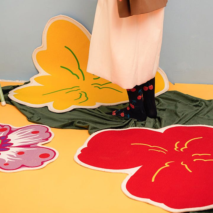 BowLift | Novelty Shape Plant Rug Multi Colored Decorative Rug Polypropylene Anti-slip Back Stain-resistant Rug for Room