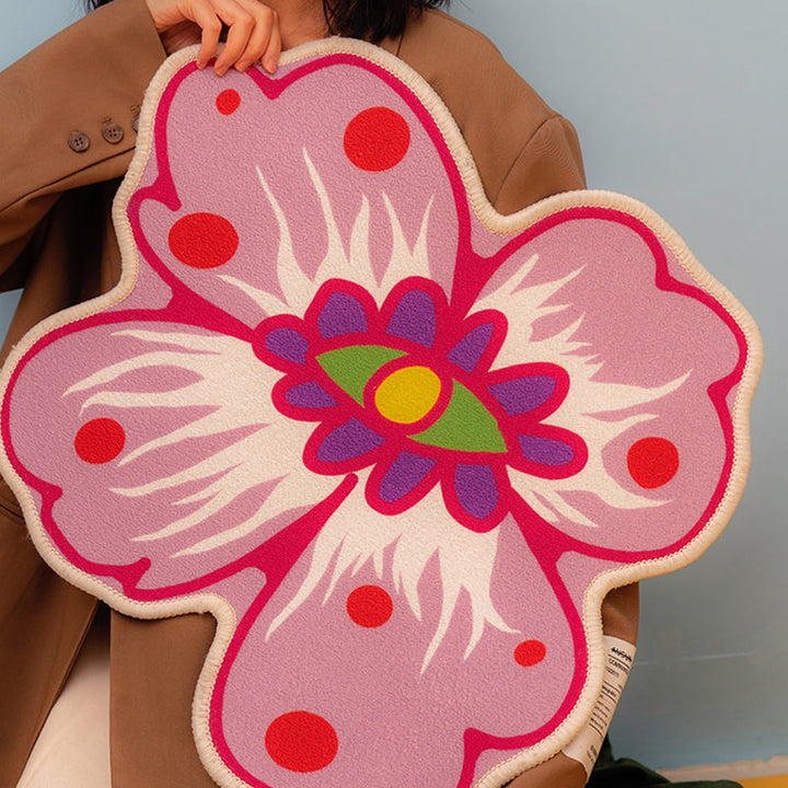BowLift | Novelty Shape Plant Rug Multi Colored Decorative Rug Polypropylene Anti-slip Back Stain-resistant Rug for Room