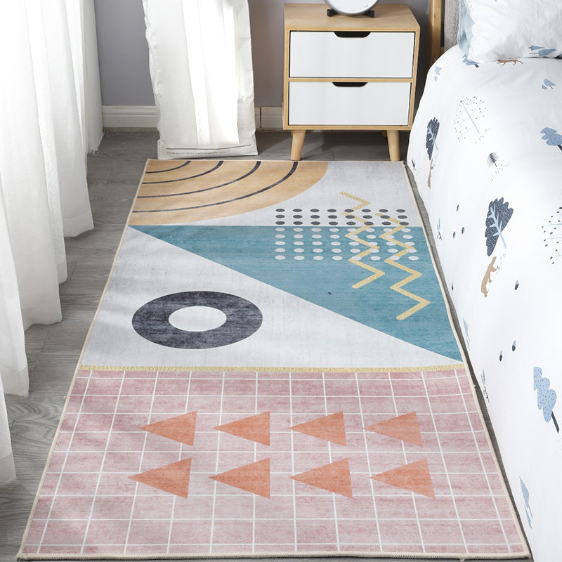 BowLift | Scandinavian Bedroom Rug Multicolor Color Blocked Indoor Rug Synthetic Non-slip Machine Washable Carpet