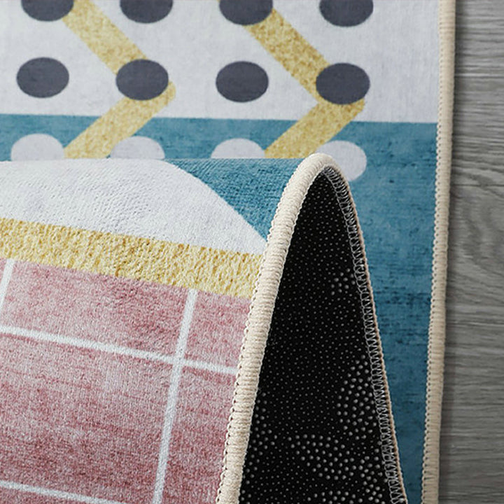 BowLift | Scandinavian Bedroom Rug Multicolor Color Blocked Indoor Rug Synthetic Non-slip Machine Washable Carpet