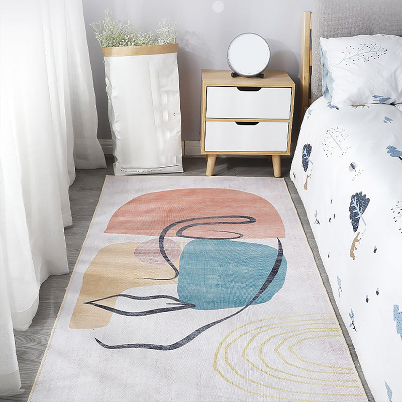 BowLift | Scandinavian Bedroom Rug Multicolor Color Blocked Indoor Rug Synthetic Non-slip Machine Washable Carpet