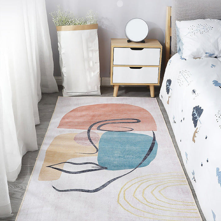 BowLift | Scandinavian Bedroom Rug Multicolor Color Blocked Indoor Rug Synthetic Non-slip Machine Washable Carpet