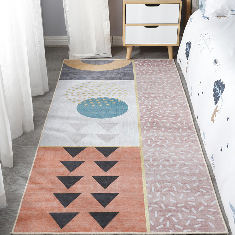 BowLift | Scandinavian Bedroom Rug Multicolor Color Blocked Indoor Rug Synthetic Non-slip Machine Washable Carpet