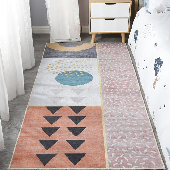 BowLift | Scandinavian Bedroom Rug Multicolor Color Blocked Indoor Rug Synthetic Non-slip Machine Washable Carpet