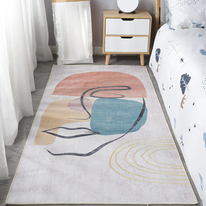 BowLift | Scandinavian Bedroom Rug Multicolor Color Blocked Indoor Rug Synthetic Non-slip Machine Washable Carpet