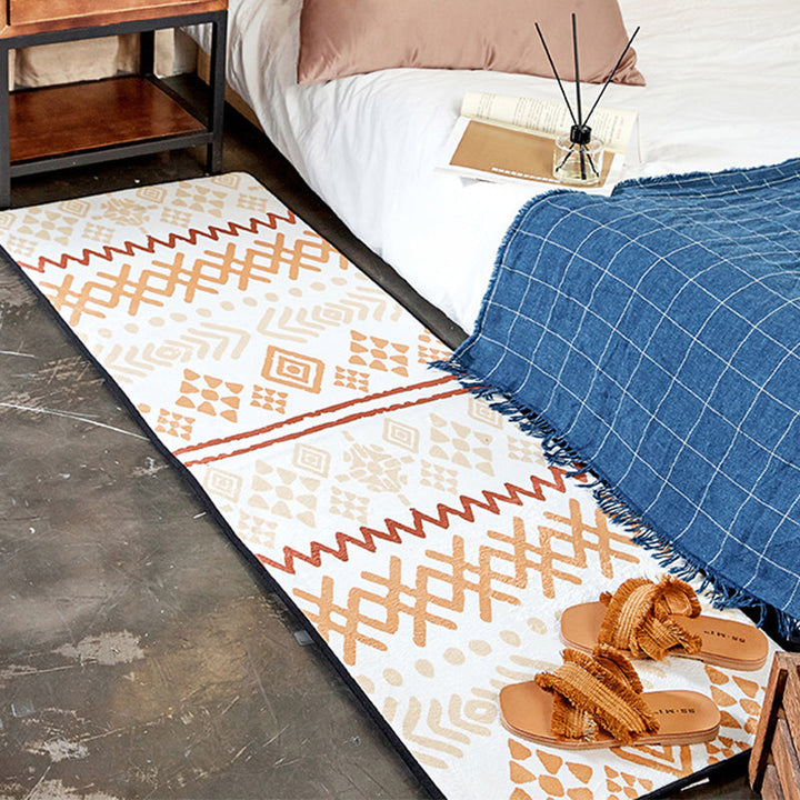 Moroccan Bedroom Rug Multicolor Tribal Print Area Rug Polypropylene Non-Slip Washable Easy Care Rug | Bowlift
