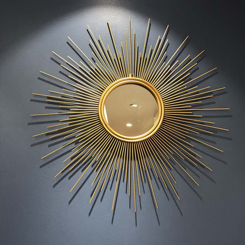 Sunburst Decorative Wall Mirror with Radiating Rays Bowlift