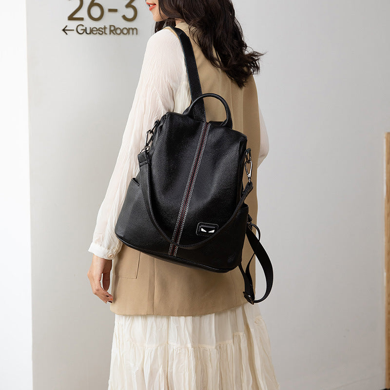 Premium Leather Multi-Compartment Backpack