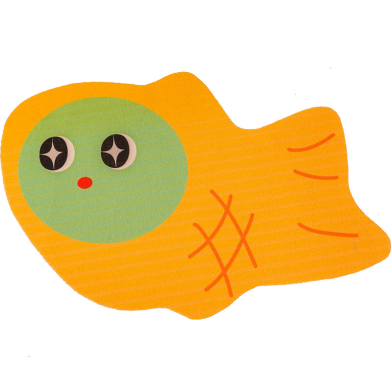 BowLift | Irregular Shape Fish Print Rug Yellow Contemporary Indoor Rug Synthetic Non-Slip Back Washable Rug for Decoration