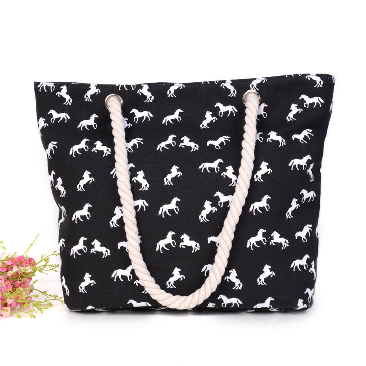 Beach bag in playful horse pattern Bowlift