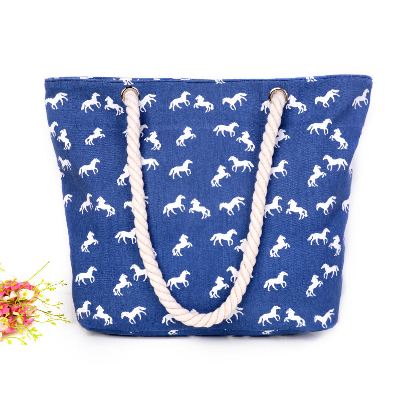 Beach bag in playful horse pattern Bowlift