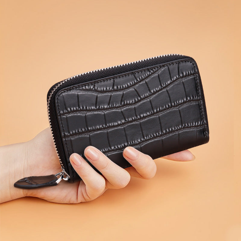 Premium Textured Leather Zip Wallet Bowlift