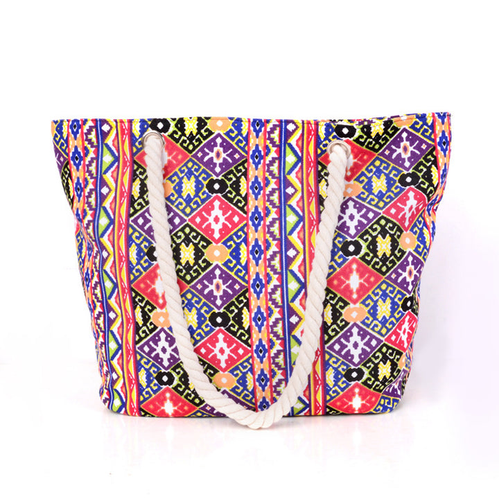 Large shopping bag with colorful ethnic pattern Bowlift