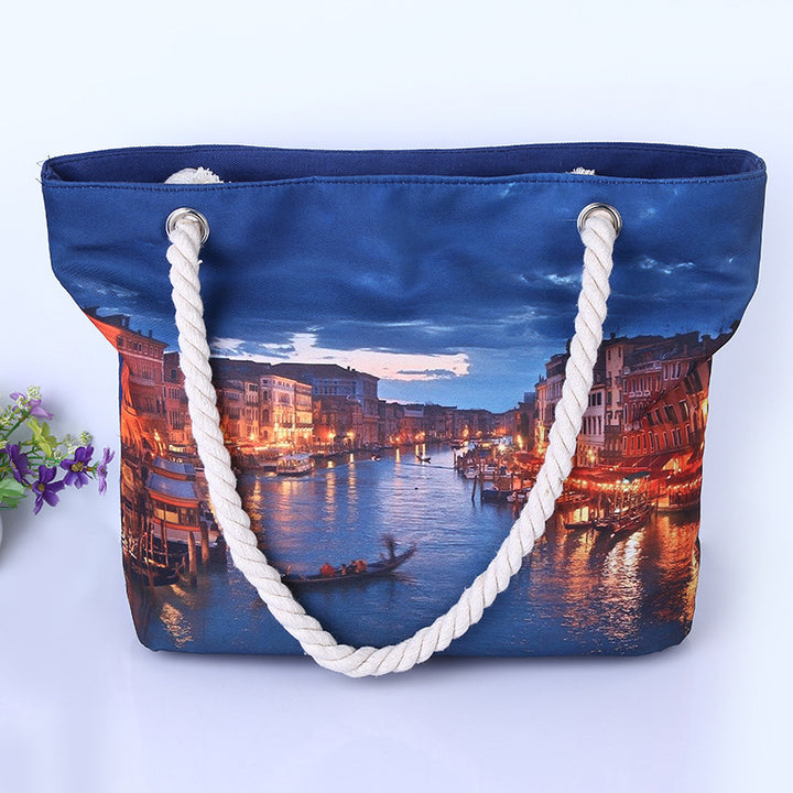 Spacious bag with maritime city motif Bowlift
