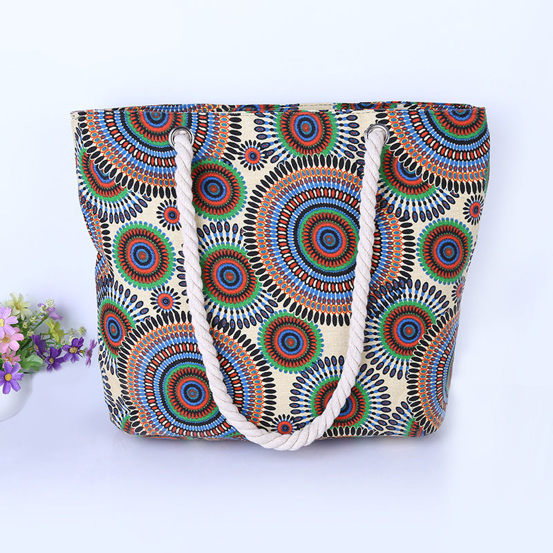 Xxl Tote bag with colorful mandala pattern Bowlift