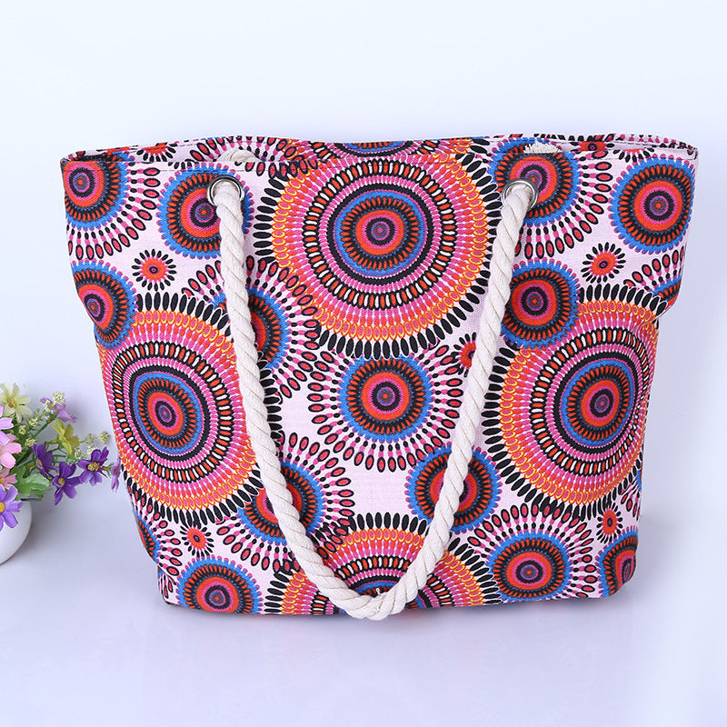 Xxl Tote bag with colorful mandala pattern Bowlift