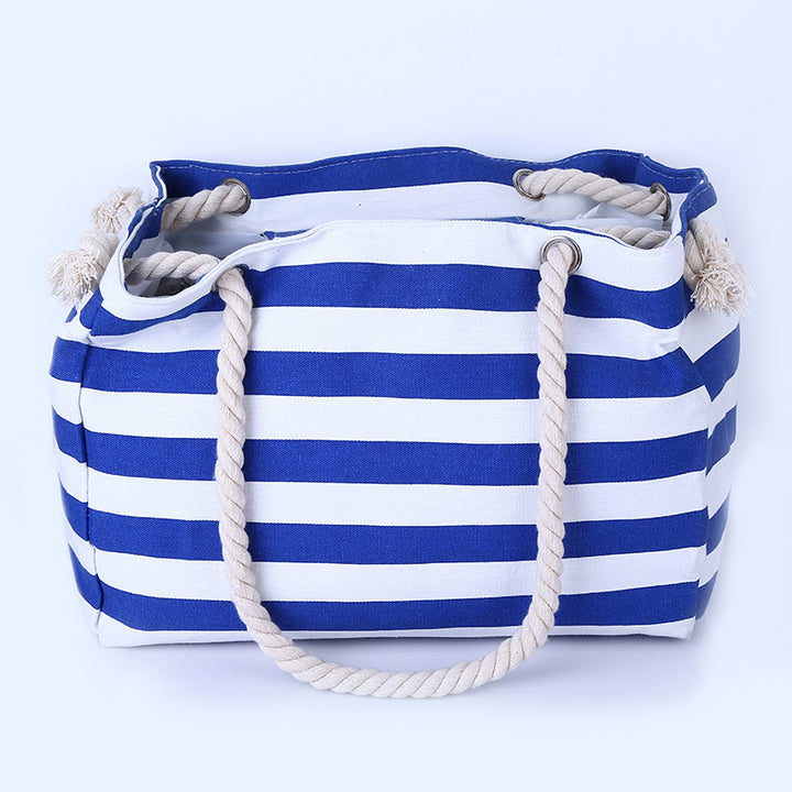 Spacious and Stylish Beach Bag with Maritime Stripe Pattern Bowlift