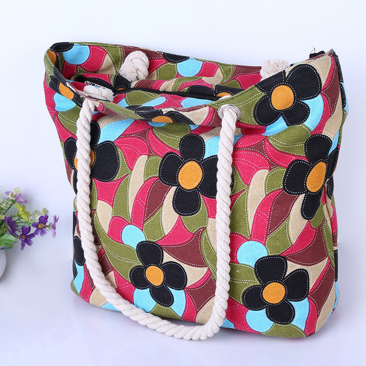 Large and Colorful Beach Bag with Floral Pattern Bowlift