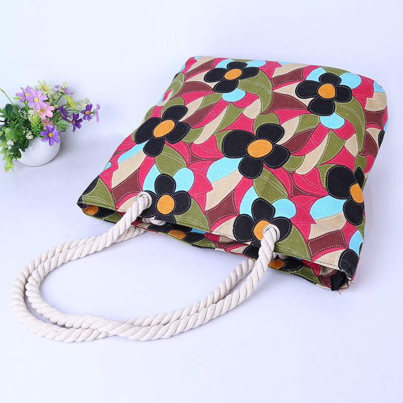 Large and Colorful Beach Bag with Floral Pattern Bowlift