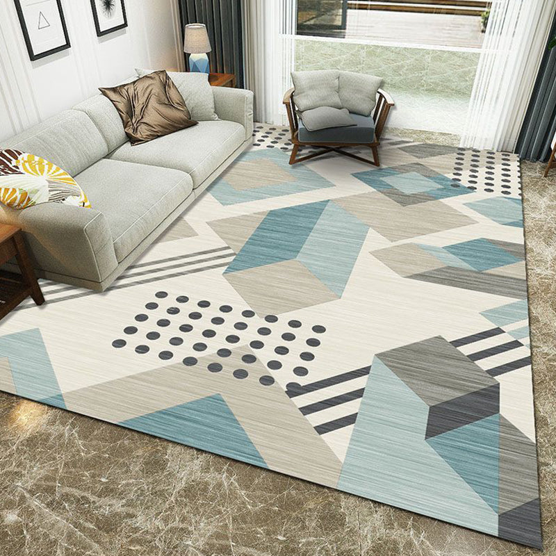 Multi-Color Geometric Rug Polypropylene Modern Rug Washable Stain Resistant Non-Slip Rug for Home | Bowlift
