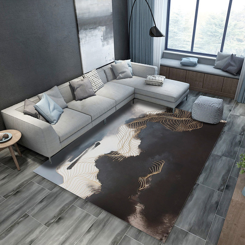 BowLift | Artistic Geometric Abstract Line Rug Multicolor Modern Carpet Synthetic Non-Slip Back Pet-Friendly Rug for Large Room