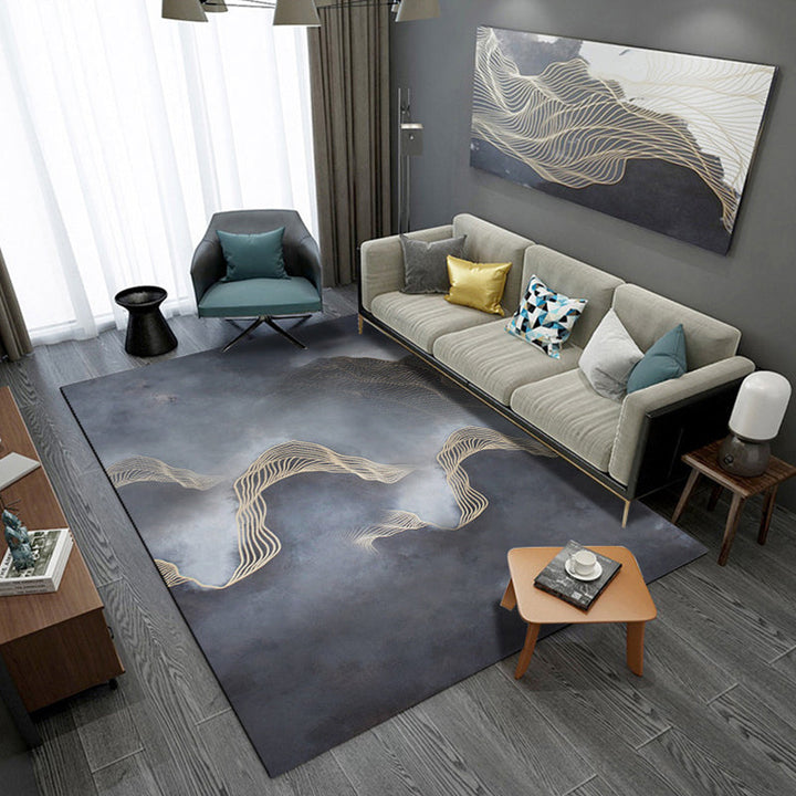 BowLift | Artistic Geometric Abstract Line Rug Multicolor Modern Carpet Synthetic Non-Slip Back Pet-Friendly Rug for Large Room