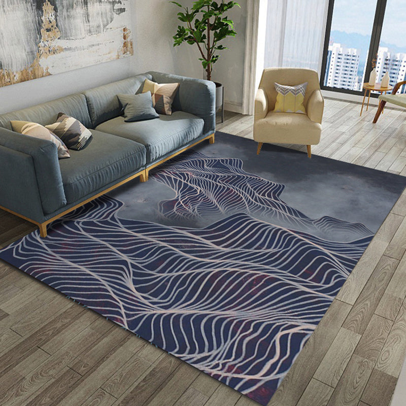 BowLift | Artistic Geometric Abstract Line Rug Multicolor Modern Carpet Synthetic Non-Slip Back Pet-Friendly Rug for Large Room