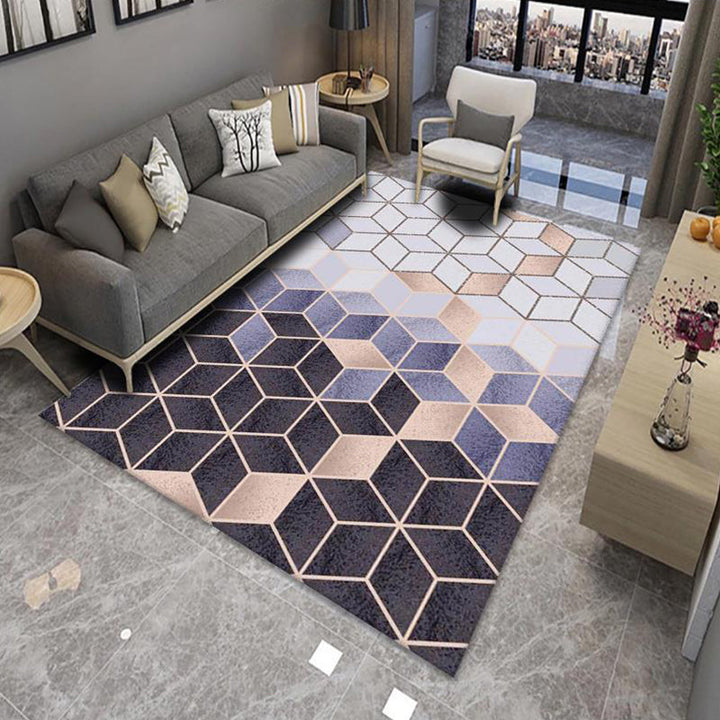 Chic Multicolor Modern Rug Polyester Geometric Color Block Rug Non-Slip Machine Washable Stain Resistant Rug for Living Room | Bowlift