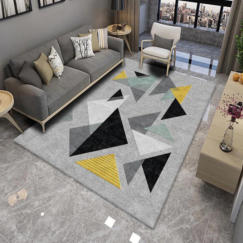 Chic Multicolor Modern Rug Polyester Geometric Color Block Rug Non-Slip Machine Washable Stain Resistant Rug for Living Room | Bowlift