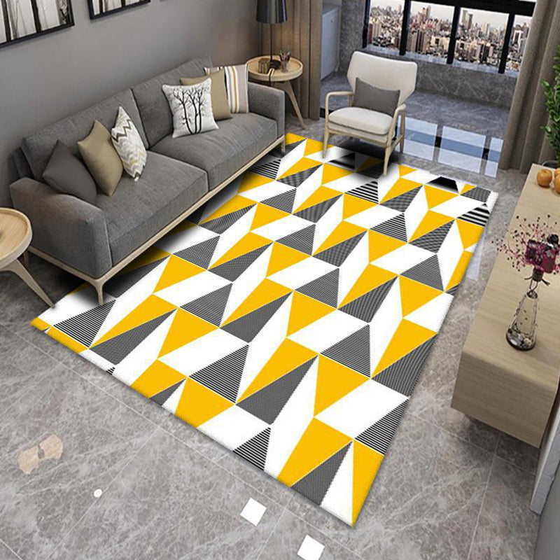 Chic Multicolor Modern Rug Polyester Geometric Color Block Rug Non-Slip Machine Washable Stain Resistant Rug for Living Room | Bowlift