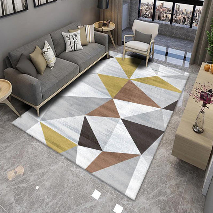 Chic Multicolor Modern Rug Polyester Geometric Color Block Rug Non-Slip Machine Washable Stain Resistant Rug for Living Room | Bowlift